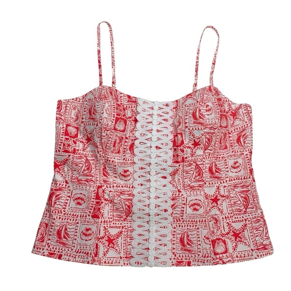 NWT Lilly Pulitzer Shelli Stretch Top • Mizner Red Seaside Harbour • Size 14 - Picture 3 of 12